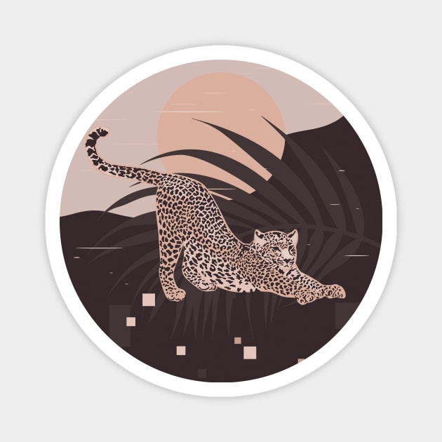 Nomade Night / Cheetah and Palm Leaf Magnet by matise